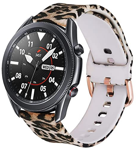 DEALELE Bracelet Compatible avec Samsung Galaxy Watch 3 45 mm/46 mm, Huawei Watch 3/3 Pro/GT3/GT2 - Bracelet de Rechange en Silicone Imprimé 22 mm (Léopard)
