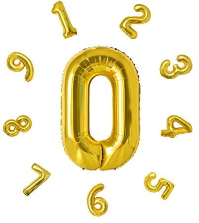 40 Number Balloons,Helium Number 0 Balloons Birthday,Self Inflating Number Balloons,Foil Balloon for Birthday Party,New Year Decoration,Anniversary Decoration,Company Celebration (Gold #0)