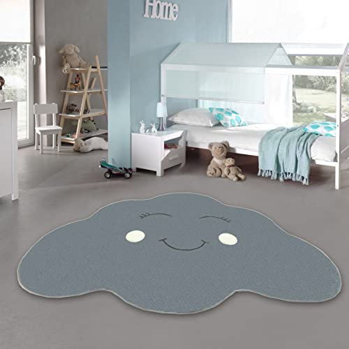 Kinderzimmer Teppich Wolke Spielteppich in Türkis, 160 x 230