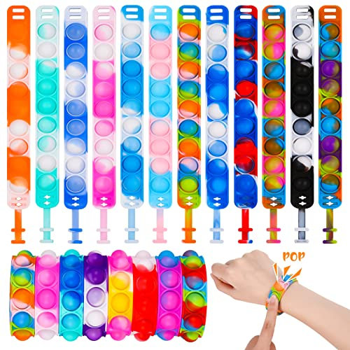 Fanshiontide Pop Armband It, 20 Stück Wristband Fidget Dekompression Spielzeug Set, Silikon Regenbogen Baby Sensorik Spielzeug Geschenke für Kinder Jungen Mädchen Stressabbau & Anti-Angst (20 Stück)