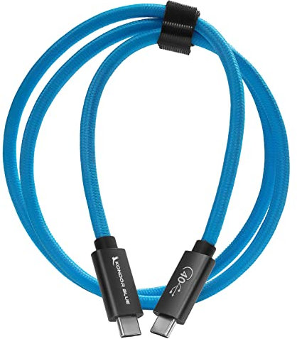 KONDOR BLUE | Câble USB 4.0 de type C de 1,8 m, vitesses de 40 Go/s 5 A 100 W | Câble USB-C de charge et de transfert de données | Compatible Thunderbolt 4 | Bleu