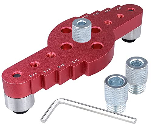 Mesee Vertical Pocket Hole Drilling Jig, 2-in-1 Woodworking Dowelling Jig Locator with Scriber Wood Dowel Drill Guide Puncher Positioner Tools for Self Centering Straight Punching Hole