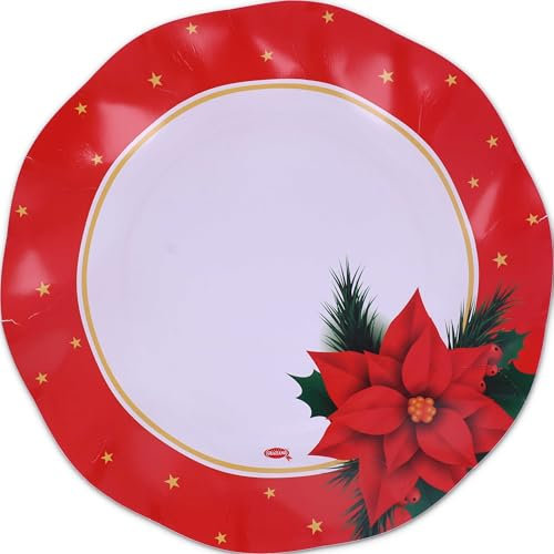 Graziano, Piatti di Carta NATALIZI Confezione da 8 piatti, Diametro 21 cm, Buffet dolci party