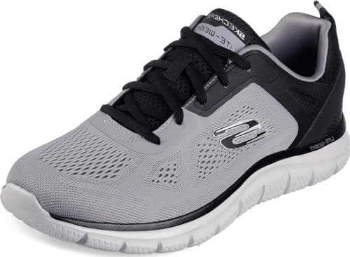 Skechers Track Broader, Zapatillas de Deporte Hombre, Gray Mesh Pu Black Trim, 44 EU