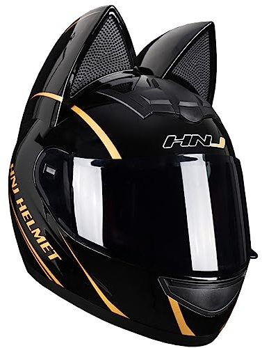 Full Face Motorradhelme mit Katze Ohren Adult Flip up Visiere Motocross Helm Vollvisierhelm Motorrad-Crash Helmet Leichtbau DOT/ECE Certified 1,M