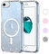 Yoedge Trasparente Glitter Cover Magnetica per iPhone 8/7/ SE 2022/ SE 2020 4,7, Custodia Bling Brilla Compatibile con MagSafe Magnetico Ricarica Wireless, TPU Hard PC Clear Case per iPhone SE 3