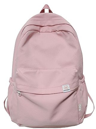 Extolove Zaino estetico carino, zaino semplice in tinta unita Y2K Kawaii zaino da viaggio per computer portatile, Rosa, 11.42*5.12*16.93in, moderno