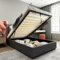 Blisswood Ottoman Bed, Upholstered Bed Frame, Ottoman Bed With Storage Gas Lift End Opening Wooden Slats Single Double Bed Frame With Storage (Linnen Dark Grey, Small)