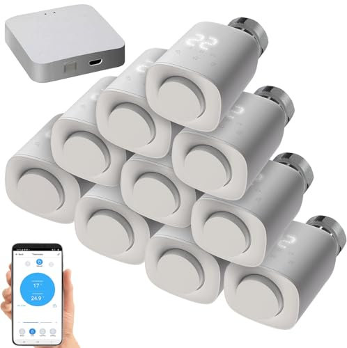 revolt Heizungsregler: 10er-Set programmierbare Heizkörper-Thermostate mit WLAN-Gateway, App (Heizkörperthermostat WLAN, WLAN Heizungsthermostat, Heizungsventile)