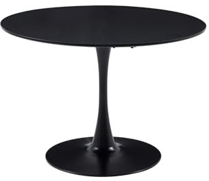 HJhomeheart Table à Manger de Cuisine Ronde, Table décontractée Moderne. Ensemble de Table à Manger pour Cuisine, Salle à Manger et Bureau, Table à Manger Noir, diamètre 110 * 75(H) CM