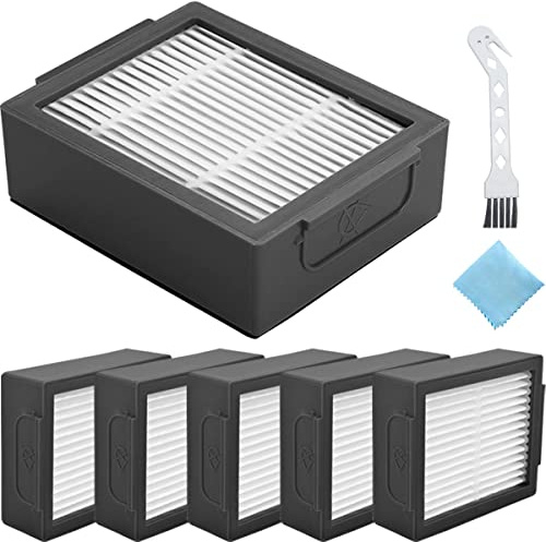 EATBALE Filtres pour iRobot Roomba i1 i1152 i3 + i4+ i6 i7+ i8 e5 e6 Combo i5 J5 (Non pour Combo J7+ J9+) i & e Series Robot aspirateur, accessoires avec brosse de nettoyage, chiffon de nettoyage