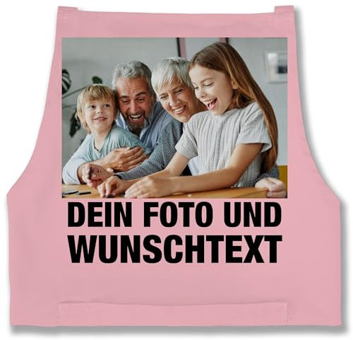 Schürze - Erwachsene - Mit Foto I Eigenem Bild I Text I Name I Wunschtext - 85x69 - Rosa - fotoschürze personalisierte kochschürze selbst drucken photo backschürze grillschürze für männer