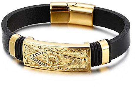 Bracelets Garçons, Bracelet Jonc Simple Pledge en Silicone Bracelet Franc-Maçonnerie pour Homme Bracelet Noir Personnalisé en Acier Inoxydable avec Fermoir Magnétique Longueur 21 cm, Silicone, Sans