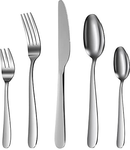Besteck Set 12 Personen, 60 teilig Edelstahl Besteckset, Essbesteck Set mit Messer Gabel Löffel, Hochwertiges Edelstahlbesteck, Silber
