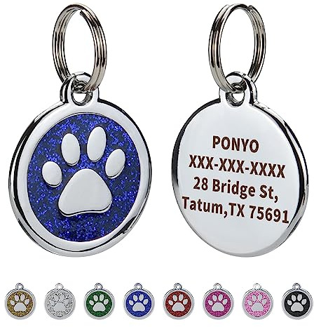 5 Stück Personalisierte Haustier ID Tags für Hunde und Katzen, benutzerdefinierte Laser gravierte Name und Nummer, Zink Legierung Nette Pfote geformte Hundehalsband ID Tag. (Blau)