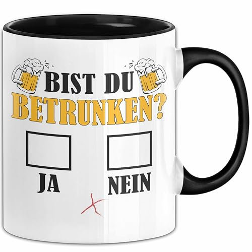 Bier Tasse Geschenk Bist Du Betrunken Ja Nein Geschenk für Bier-Liebhaber (Schwarz)