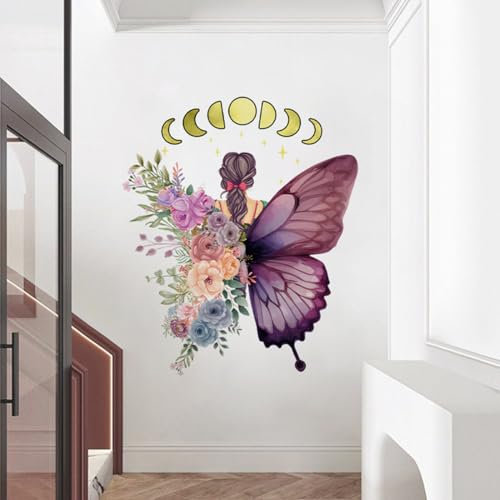 Wand Deko Flur Wandtattoo Schmetterlings - Mädchen Wandaufkleber Blumen Fee Wandtattoo Schmetterlinge Wanddekoration Schlafzimmer 0313