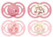 MAM Perfect Day & Night Schnuller im 4er-Set, leuchtend im Dunkeln, zahnfreundlicher Baby Schnuller aus nachhaltigen & bio-erneuerbaren Materialien, mit Schnullerbox, 16+ Mon, Hase/Blume/Tiger/Vogel