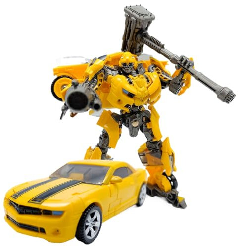 AUTOFigure Transform Spielzeug, Bumblebee Film Version Roboter Spielzeug Mit 2 Kopf Skulpturen Höhe 16,5 cm, Für Kinder Geschenke Und Sammlungen-Yellow
