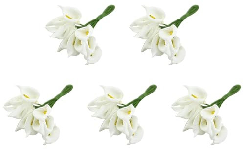 Haztholf 60 Stück Mini Calla Künstliche Blumenstrauß Basteln Girlande Geschenk Weiß