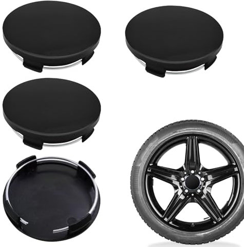 4 Stück Radnabenkappen 56mm(OD 60mm ID 56mm) Universal Nabenkappen aus ABS Schwarz Radnabenkappen Polierte Oberfläche Auto Nabendeckel Felgendeckel Ersetzen Kompatibel mit VW und Audi Alufelgen