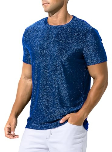 Casey Kevin Glitzer Hemd Herren Metallic Shirt Pailletten Oberteil