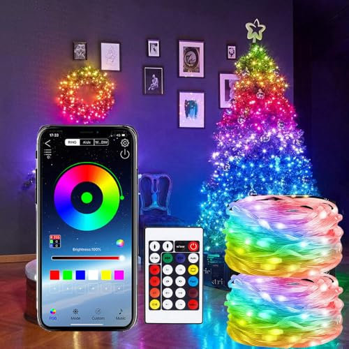 CLYCTIP 10 m RGB Fairy Lights,USB Colourful Colour Changing Light, String Lights, USB Powered & Waterproof, Music & Voice Control for Indoor & Outdoor, Bedroom, Christmas Garden, Tree