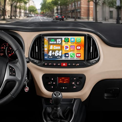 Autoradio per FIAT Doblo/Yeni Kasa 2015 con Wireless CarPlay Android Auto | 9 pollici Radio Android 15 con Bluetooth GPS WiFi DSP SWC USB USB Type-C vivavoce 8-Core microfono