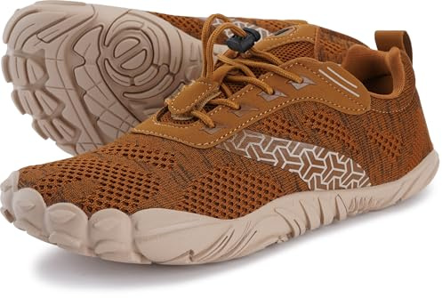 Joomra Women's Barefoot Shoes Zero Drop Sneakers, Brown, 9-9.5