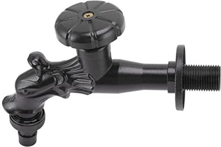 Rubinetto Vintage Nero in Rame Puro per Lavatrice, Rubinetto per Rubinetto retrò con Incisione Multiuso per Lavandino del Bagno, Lavandino da Bar, Lavandino della Cucina,