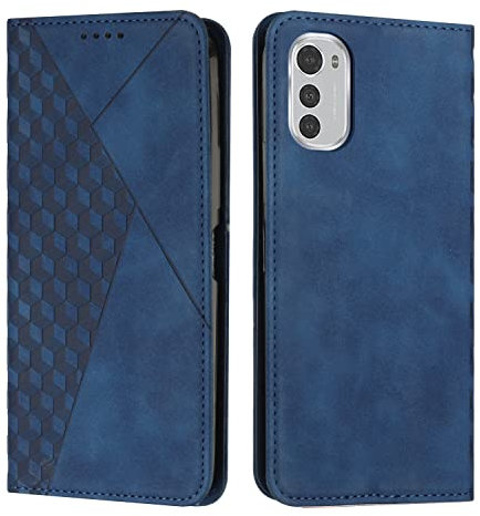 KOUYI Compatible avec Motorola Moto E32 Étui Portefeuille, Fentes pour Cartes à Rabat en Cuir synthétique PU, béquille à Fermeture magnétique, étuis antichocs (Bleu)