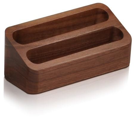 Visitenkartenständer, hochstabil, Visitenkarten Organizer, Visitenkartenbox, Visitenkartenbehälter für Büro, Salon, Tischplatte (1pcs schwarze Walnuss 2 Scomparti)