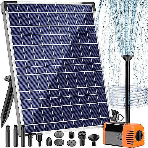 Antfraer Pompa solare per laghetto, pompa solare da 25 W con flusso regolabile 410 GPH, pompa per fontana solare da 6,6 m/cavo da 16,5 m per giardino, stagni per pesci, cascate, fontane d'acqua