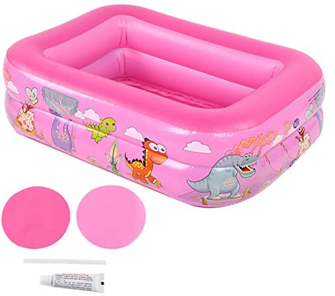 Baxnore Aufblasbarer Pool, große quadratische PVC-Badewanne, verschleißfestes Planschbecken für zu Hause, aufblasbare Multifunktions-Badewanne für Wassersport (Rosa)