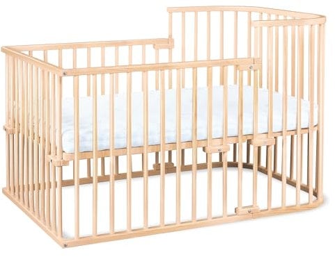 babybay Boxspring lit cododo en Bois de hêtre Massif/Compact et modulable/Hauteur du lit réglable en continu/lit bébé évolutif (Vernis Naturel) / Parure de lit pour Enfants