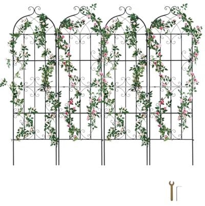 VEVOR Treillis Jardin pour Plantes grimpantes, 51 x 180 cm, Treillis Fleurs de Jardin en métal antirouille, Treillis de rosiers grimpants extérieur, Support de concombres, pour Cours, pelouses, 4 pcs