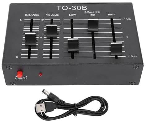 Fockety 3 Band Sound Equalizer, Stereo Digital EQ with Balance Volume Control, Car Audio Equalizer, EQ Preamp for Record Player, Turntable, Sound Card, Guitar, Bass, Game Console