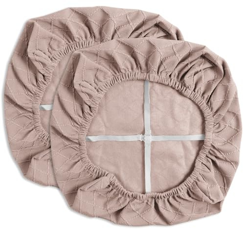 Yikko Stuhlsitzbezüge, hochdichte Karierte Jacquard-Ekedalen-Sitzbezüge für Esszimmer, Bar, Hochzeitsfeier-Dekor, dehnbarer, waschbarer Stuhlsitzkissenschutz (2, Hellbraun)