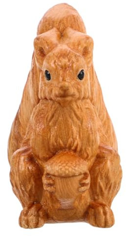 HONITANO Handgeschnitzte Eichhörnchen Holztier Statue Exquisites Heimdekor Schreibtisch Ornament Kreative Tierskulptur Aus Lustige Tier Schreibtisch Statue Tier Holzschnitzerei