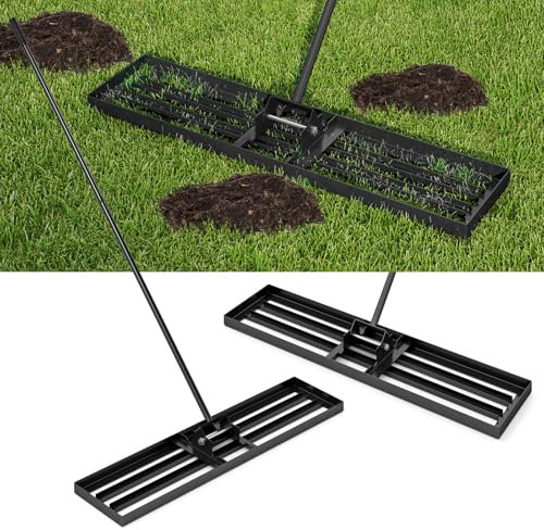 COSTWAY Rastrello Livellatore per Prato, Attrezzo per la Livellatura del Prato con Manico Ergonomico, Livellatrice per Giardino, Cortile, Campo da Golf, Fattoria e Pascolo (Nero 106 x 25 cm)