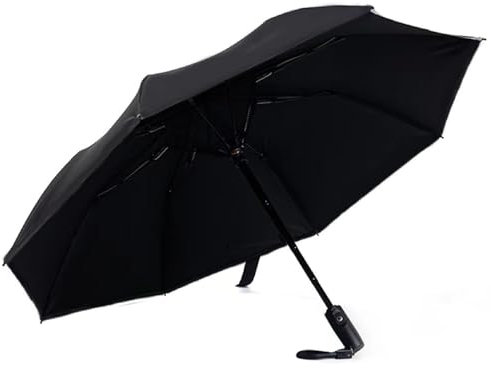 Lerpwige Sombrilla recargable por USB con ventilador integrado y dos funcionalidades para lluvia o sol, Negro