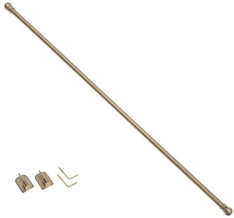 DécoProfi Messing Vitragenstange NOBLESSE 40 cm Ø 7 mm, Messing matt, ausziehbar inkl. Schraubhaken und Klebehaken