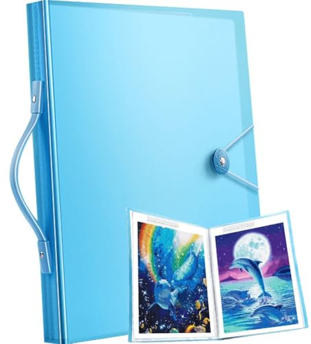 Fopytu Livre De Rangement pour Peinture Diamant (60 Pages), Portfolio, Livre De Présentation, Pochettes Transparentes, Grand Classeur, Album Photo, Outil De Papeterie