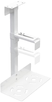 Soporte de CPU – Soporte de Pared, Soporte para PC Ajustable Debajo del | Escritorio | Soporte bajo Mesa para procesador Regulable en Altura y Anchura, Poco Espacio, Capacidad de Carga 66 Libras