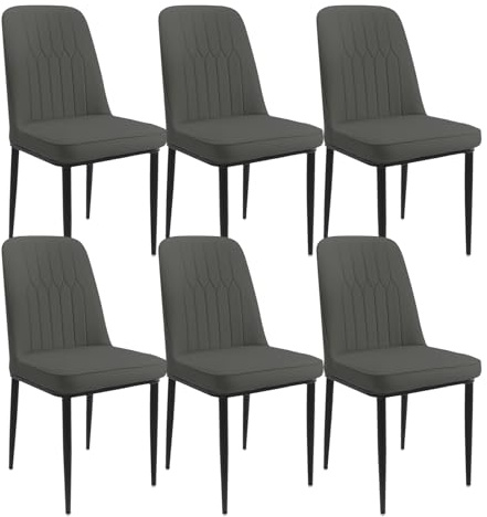 Durrafy Esszimmerstühle 2er Set aus Kunstleder, Gepolsterte Küchenstühle mit Hoher Rückenlehne, Moderne Polsterstühle mit Metallbeinen, Robuste Esszimmerstühle für Esszimmer Küche Wohnzimmer, Grau
