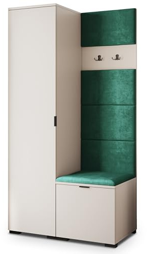 Masseno Flugarderoben Set Lori, Kleiderschrank-Set mit Sitzbank, Garderobenschrank Flur mit 3 Regalböden, Kaschmir