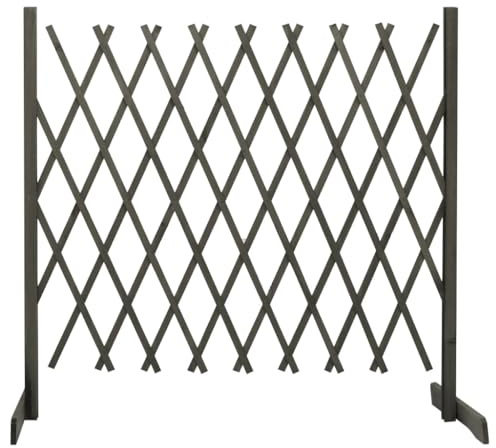 Clôture en treillis de jardin extensible en bois de sapin gris, panneau barrière occultant 180x100 cm, palissade rigide pour séparation, intimité