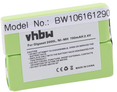 vhbw Akku kompatibel mit GP Enix E4H schnurlos Festnetz Telefon (700 mAh, 2,4 V, NiMH)