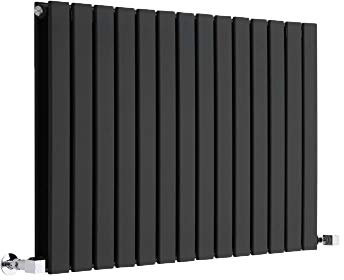 Milano Alpha Black Horizontal Double Flat Panel Radiator - 635mm x 980mm