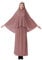 XINFU Muslimischer islamischer Damen-Khimar, 2-teiliges Set, weich, unverwechselbar, Gebetskleid, Hijab, Abaya-Anzug (10 Farben erhältlich), dunkelrosa, Medium